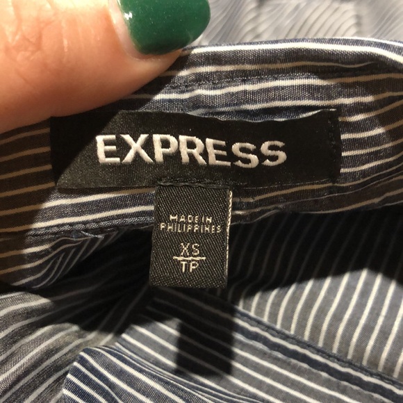 Express blue and white stripe button down blouse size xs - Picture 9 of 10